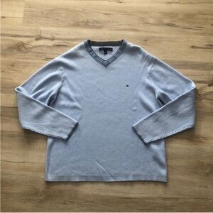Tommy Hilfiger Men's Light Blue V-Neck Sweater